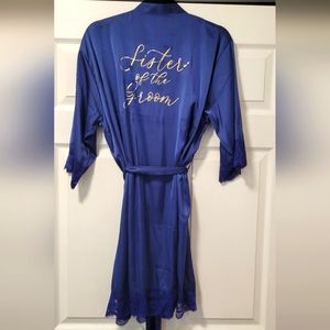 Navy Silk - Sister of the Groom Robe